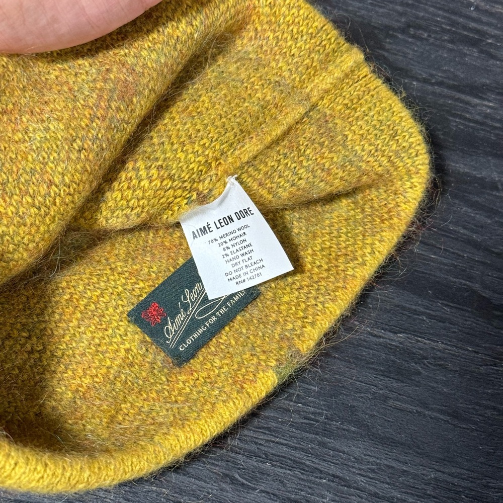 Aime Leon Dore Beanie Hat MERINO WOOL Yellow Adult Unisex One Size - Picture 4 of 4